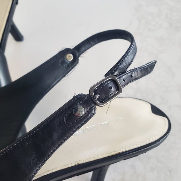 Via Spiga Black Leather Kitten Heel Slingback Heels  9.5M - Picture 9 of 13